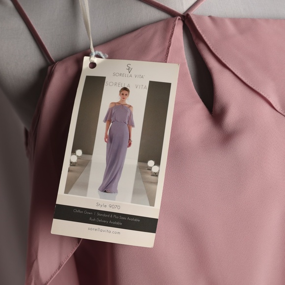 Sorella Vita 9070 Dusty Lavender Chiffon Floor Length Dress  Tag Sz10 (Sz 8) - Picture 6 of 13